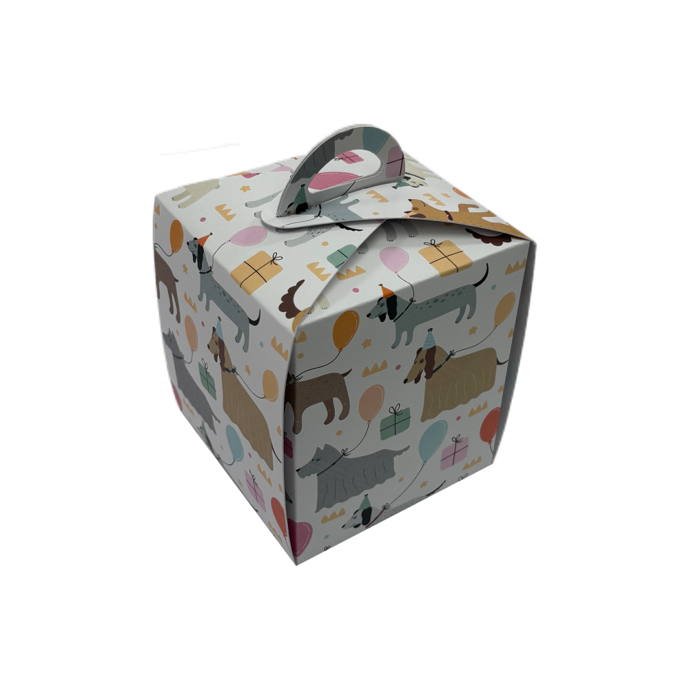 Dog Birthday Cube Handle Box - 80 x 80 x 100mm