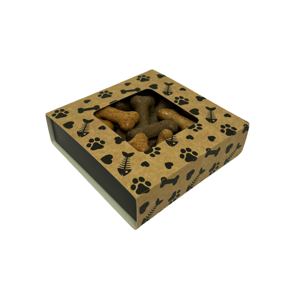 Dog Print Square Box Small with Window - 118 x 118 x 30mm