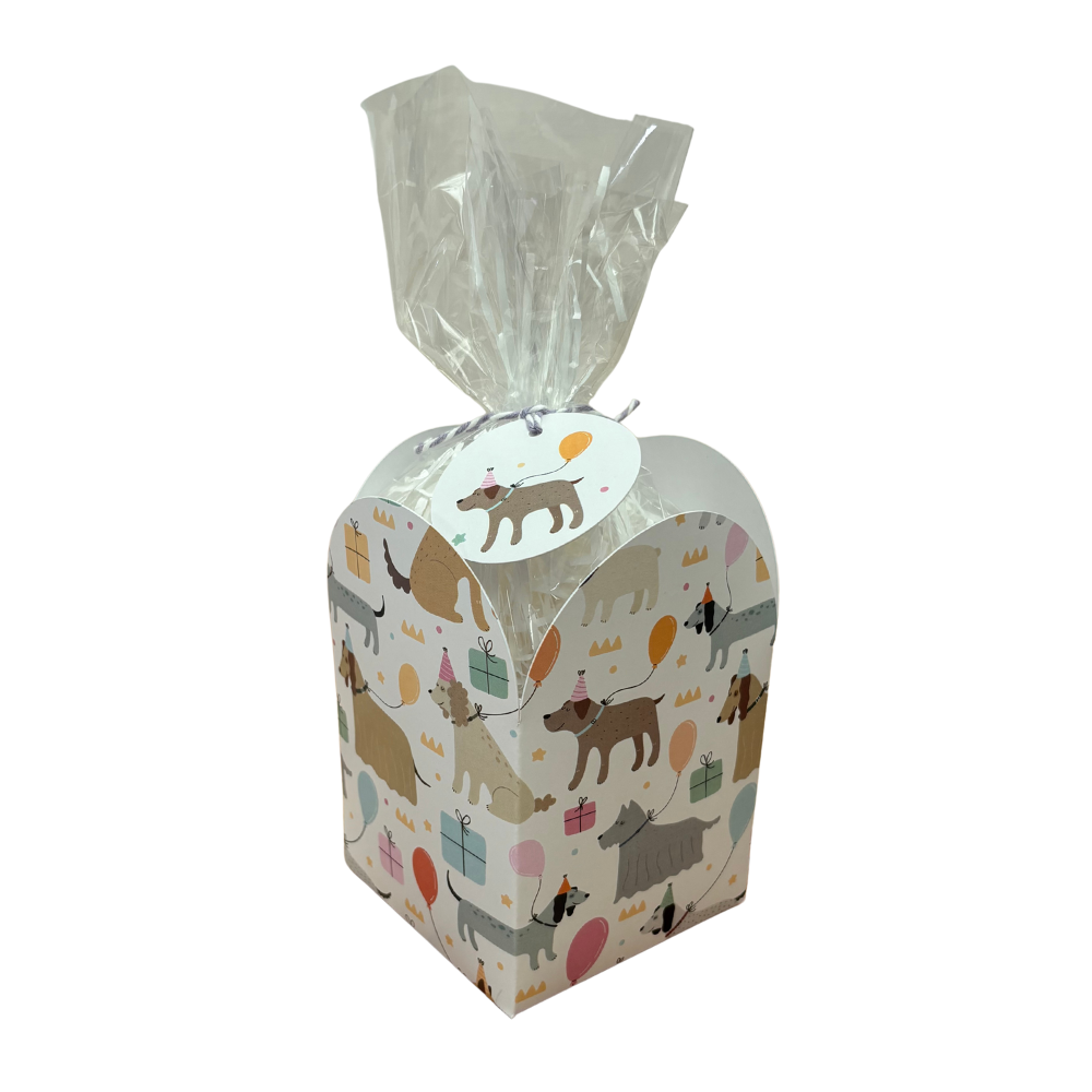 Dog Birthday Open Style Box with Gift Tag - 80 x 80 x 120mm
