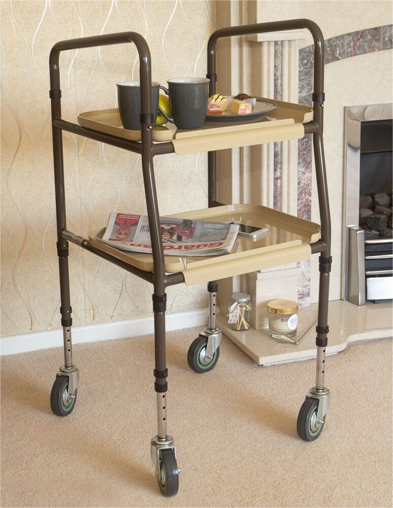 Height adjustable indoor Strolley trolley with trays