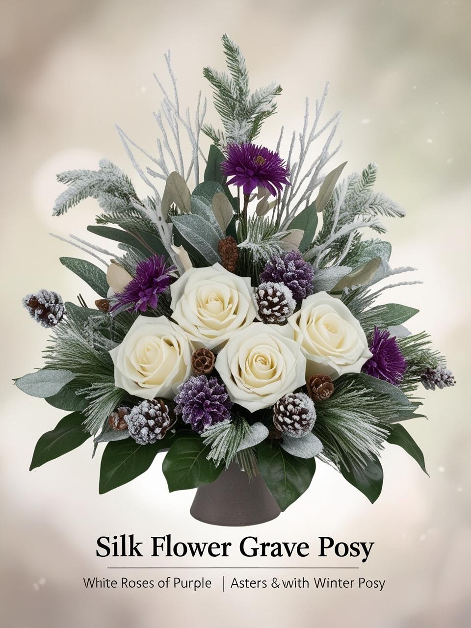 silk flowers grave posy winter flowers