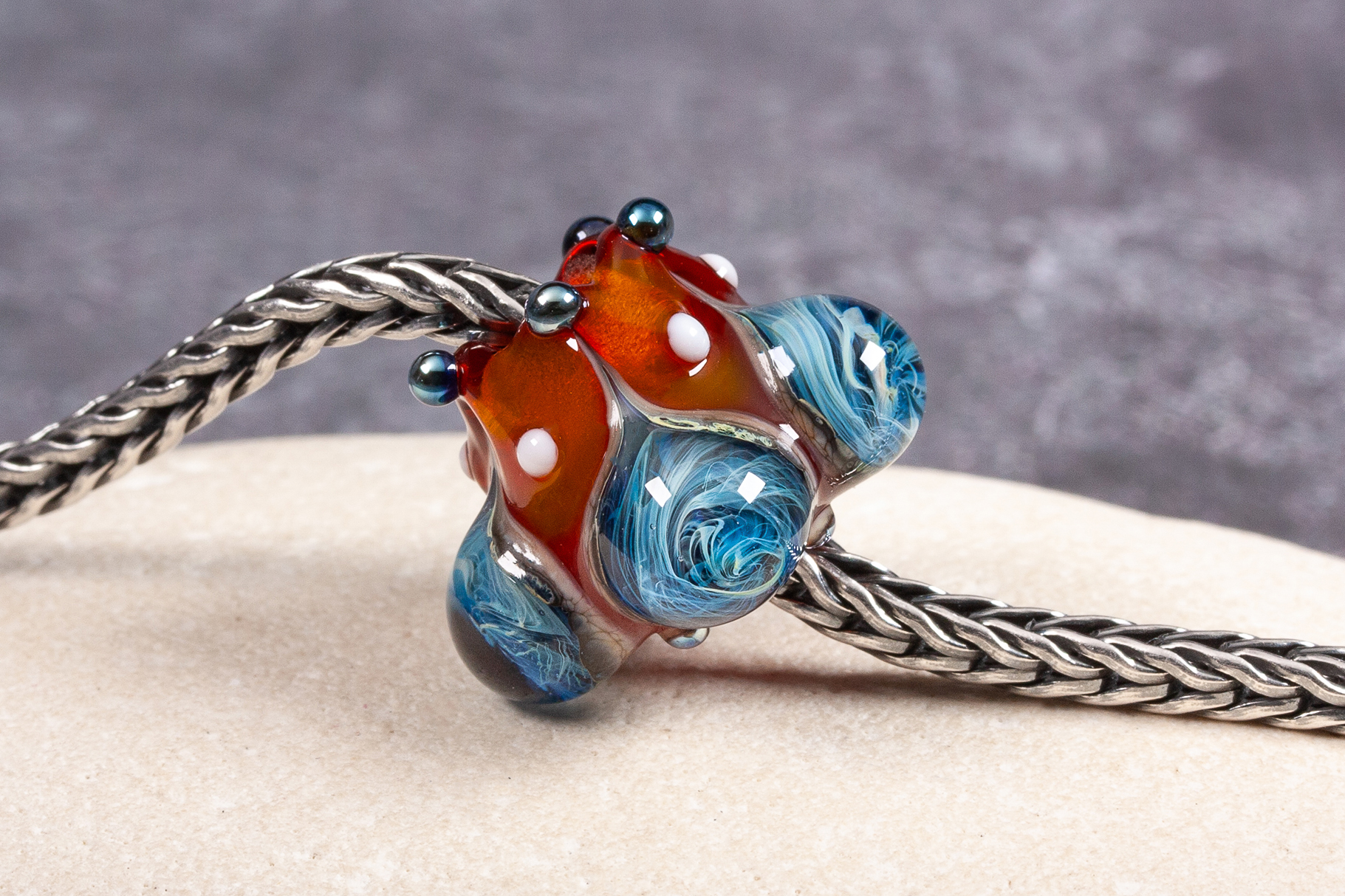 Transparent blood orange big hole bead