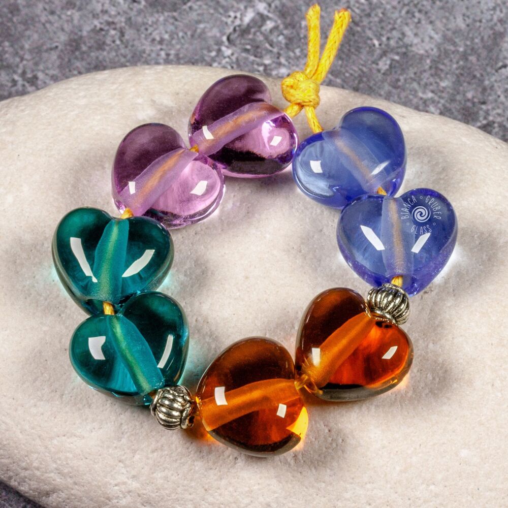 Small heart bead set of four pairs – various colours