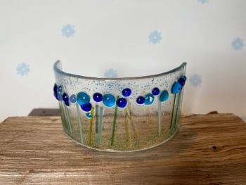 Blue beaded flowers