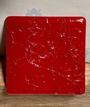 red crackled coaster