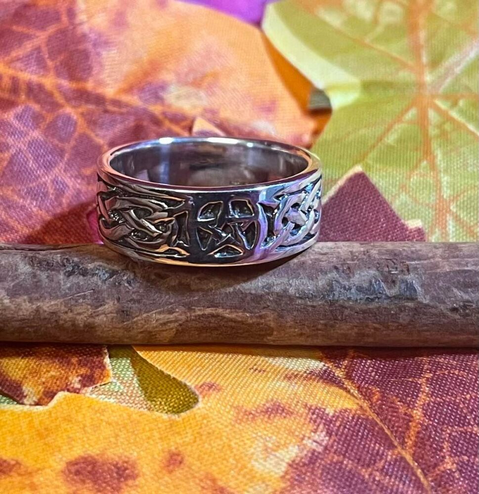 925 sterling silver Pentagram Decorated ring