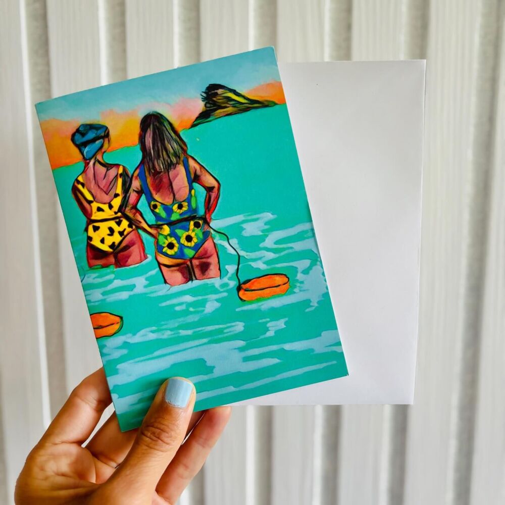Around the rock at Meadfoot Beach Card