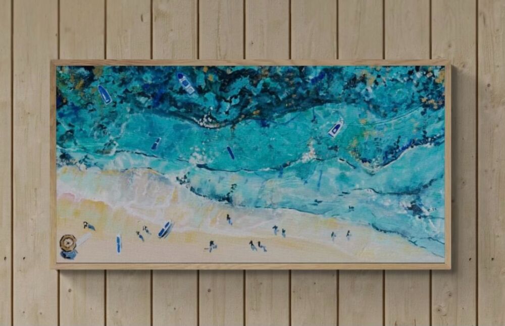 Ibiza from Above – Framed Acrylic on Canvas