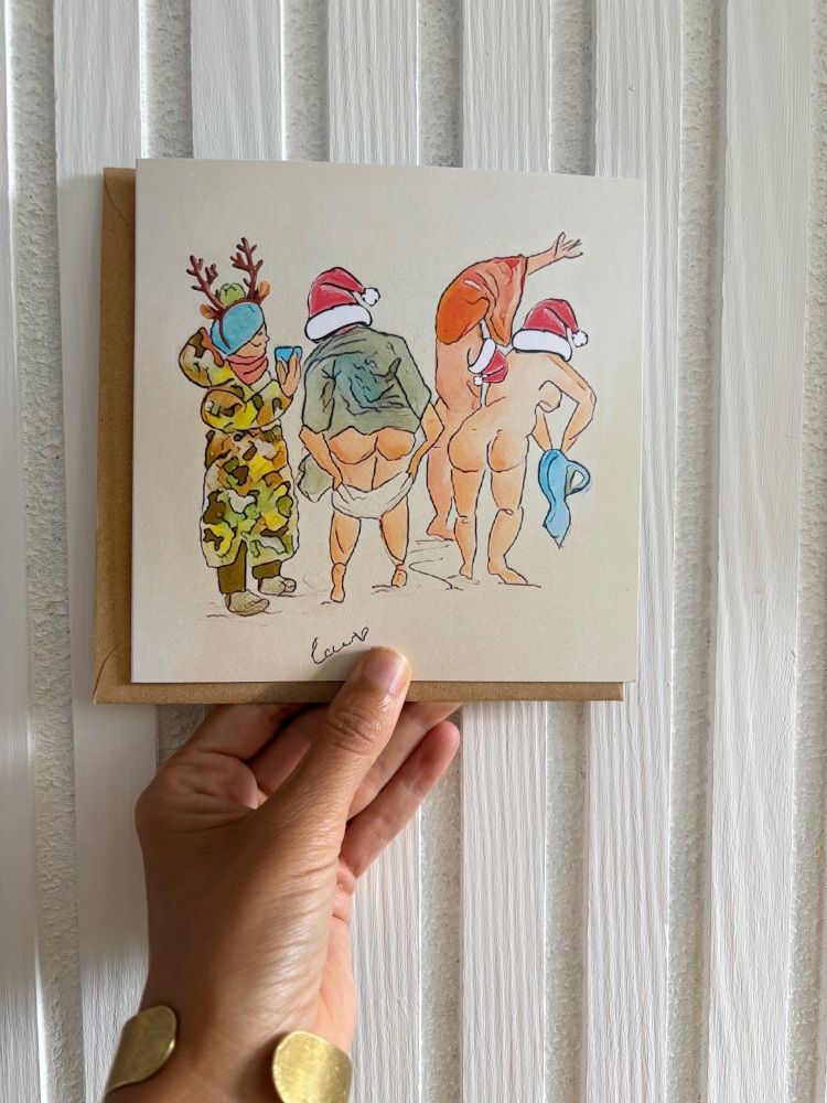 Wild swimming Christmas card