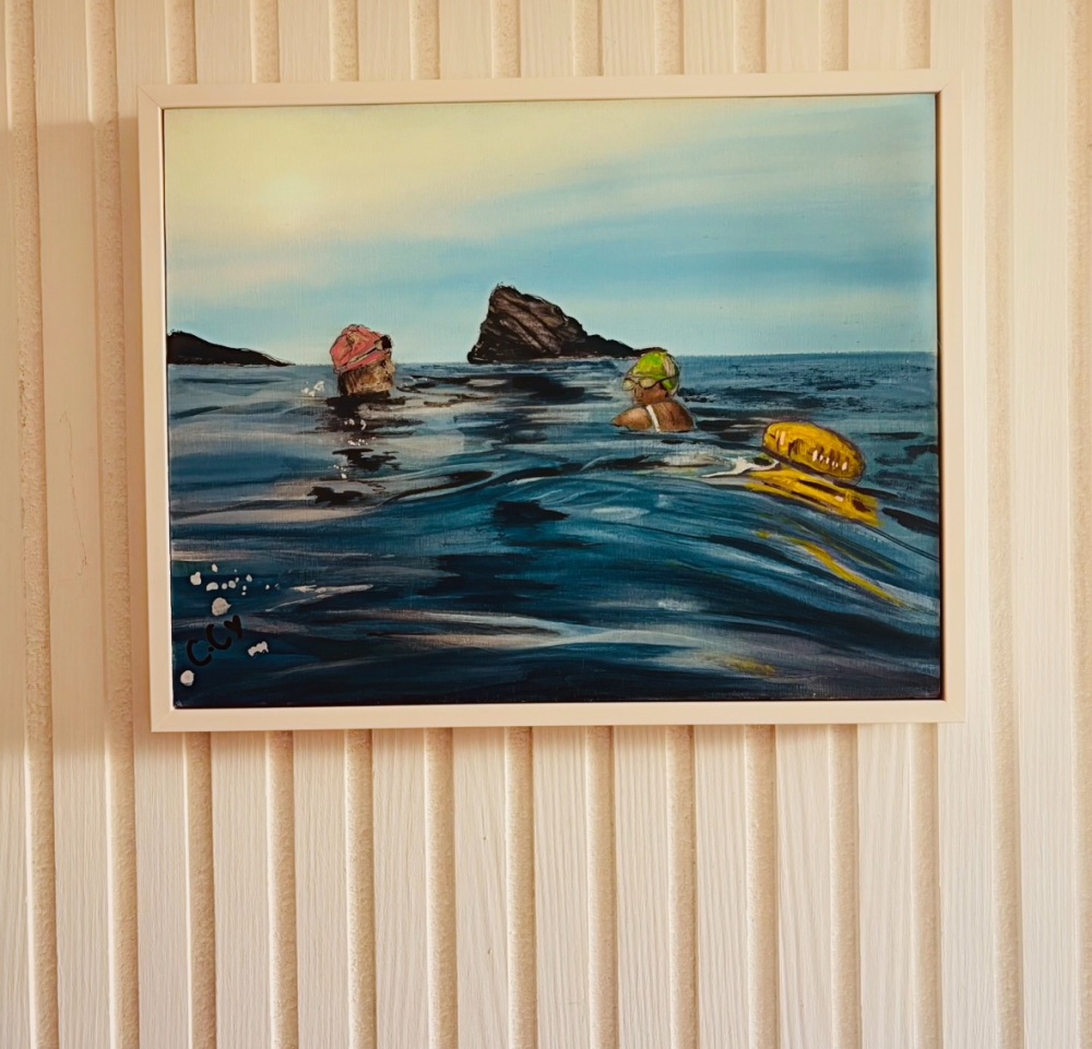 Summer swim around the rock at meadfoot beach