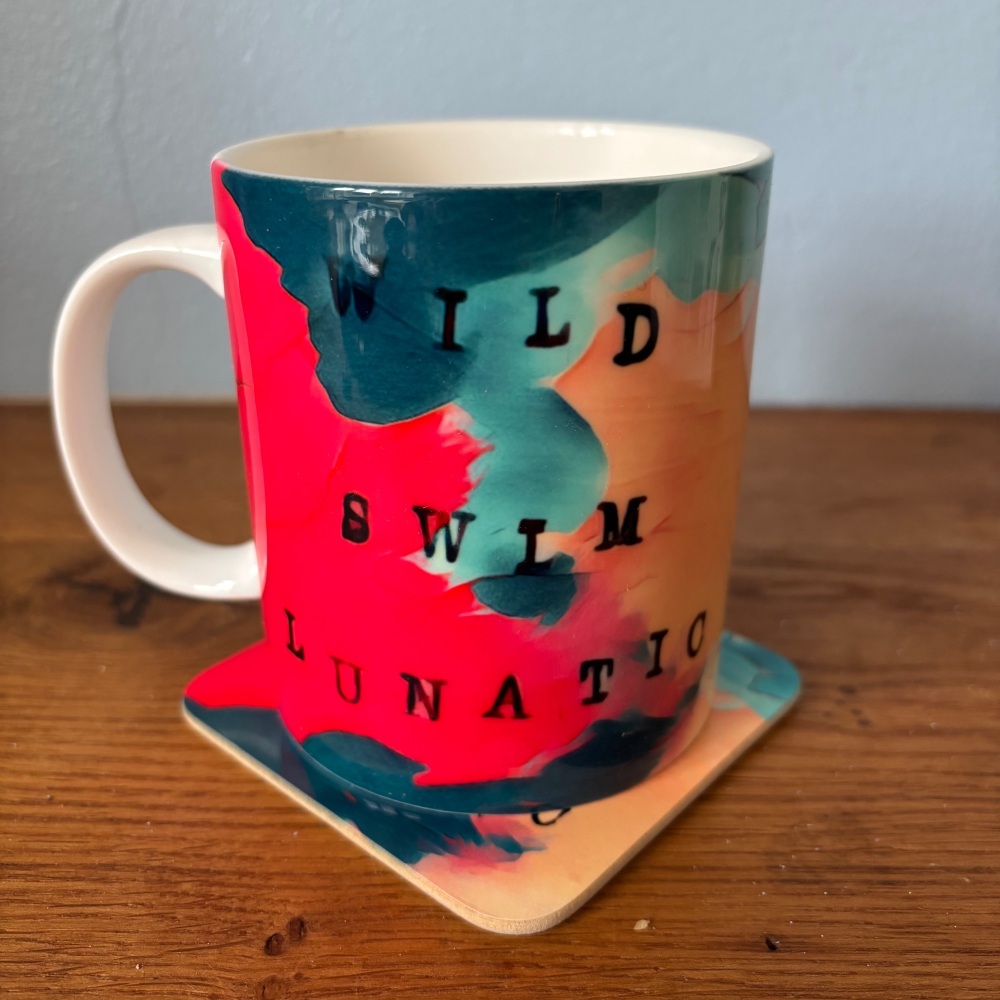 Wild swim lunatic mug and coaster set