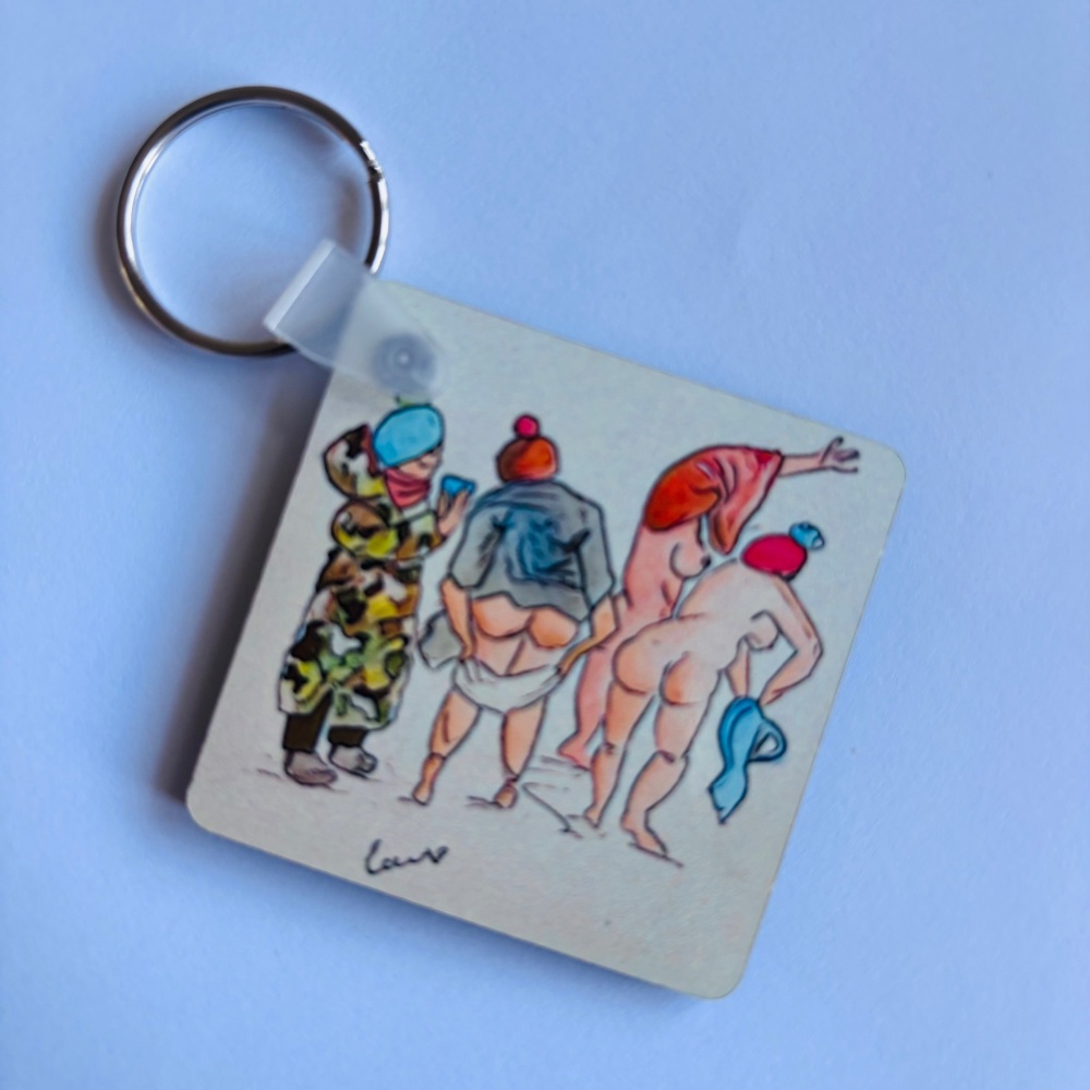 Wild swim funny bums keyring
