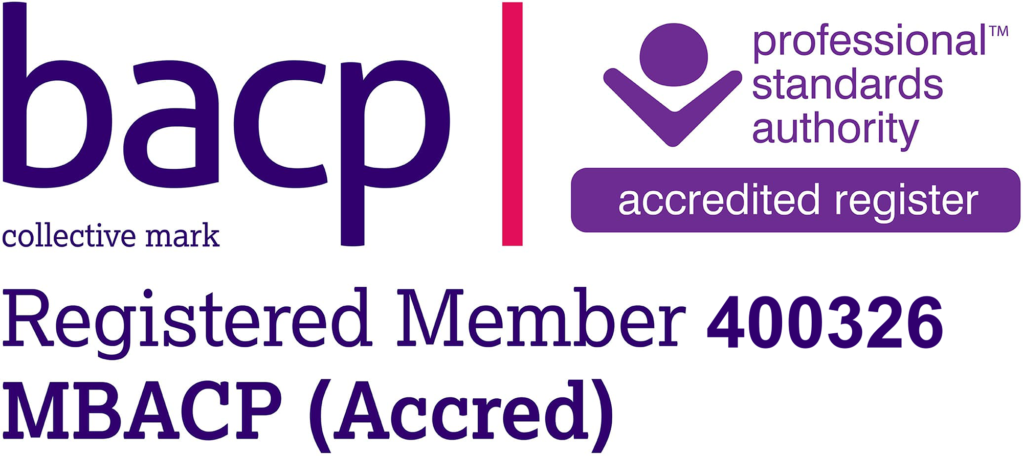 BACP Logo and Registered Member Number
