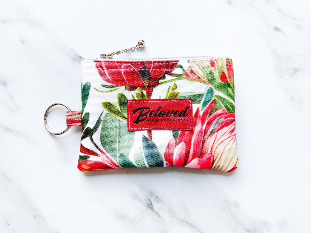 Bold orange/rust protea Key purse