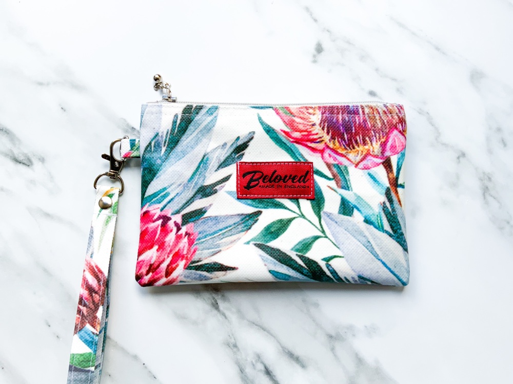 Pink king protea travel pouch/purse