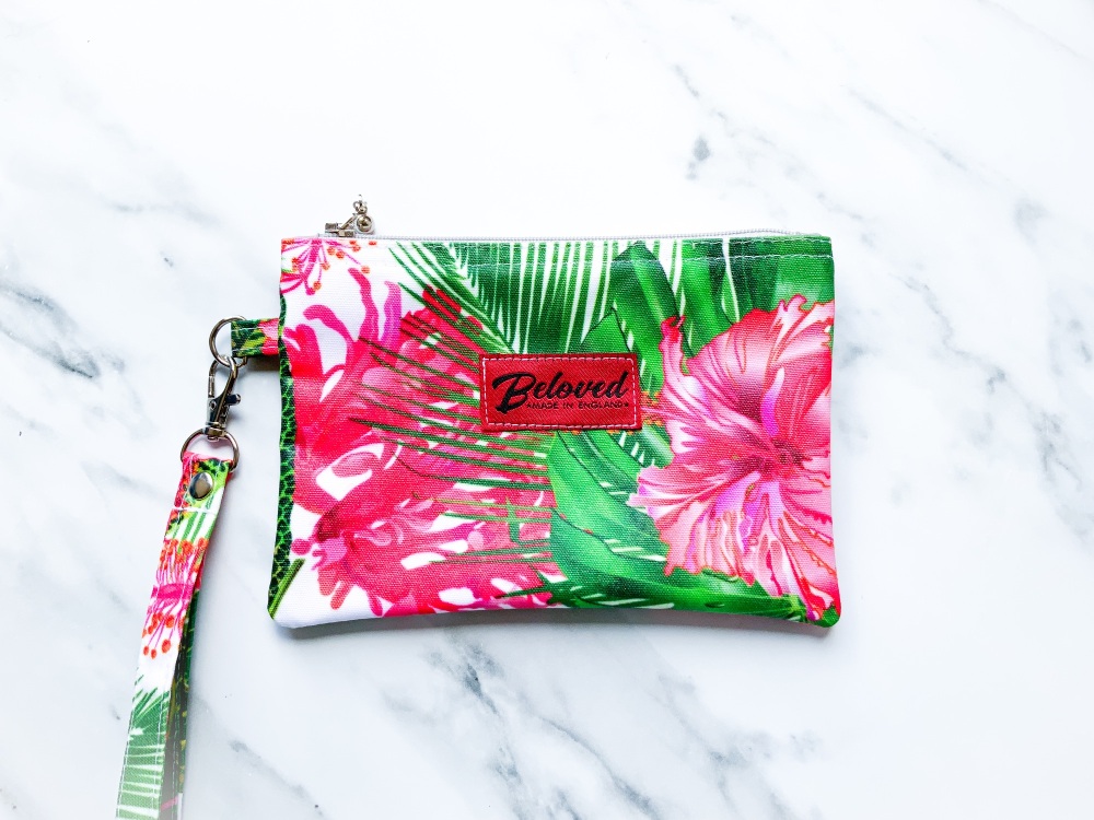 Cerise hibiscus travel pouch/purse