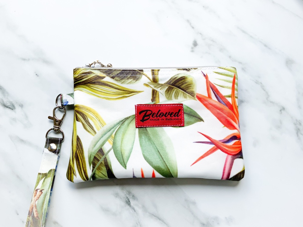 Strelitzia and parrot travel pouch/purse