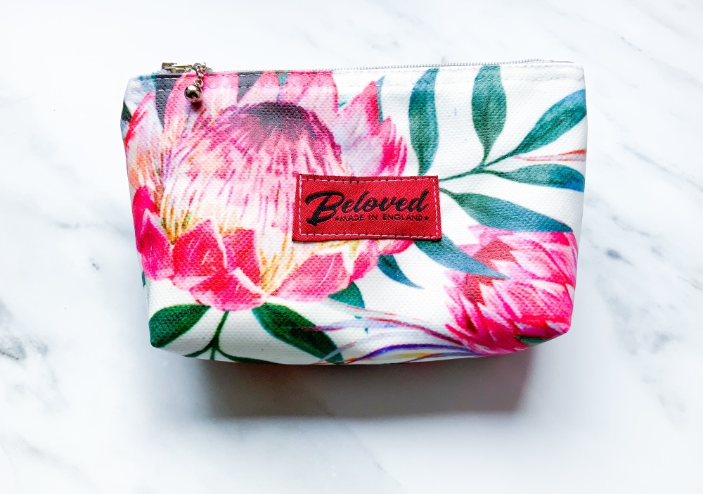 Pink king protea small cosmetic bag