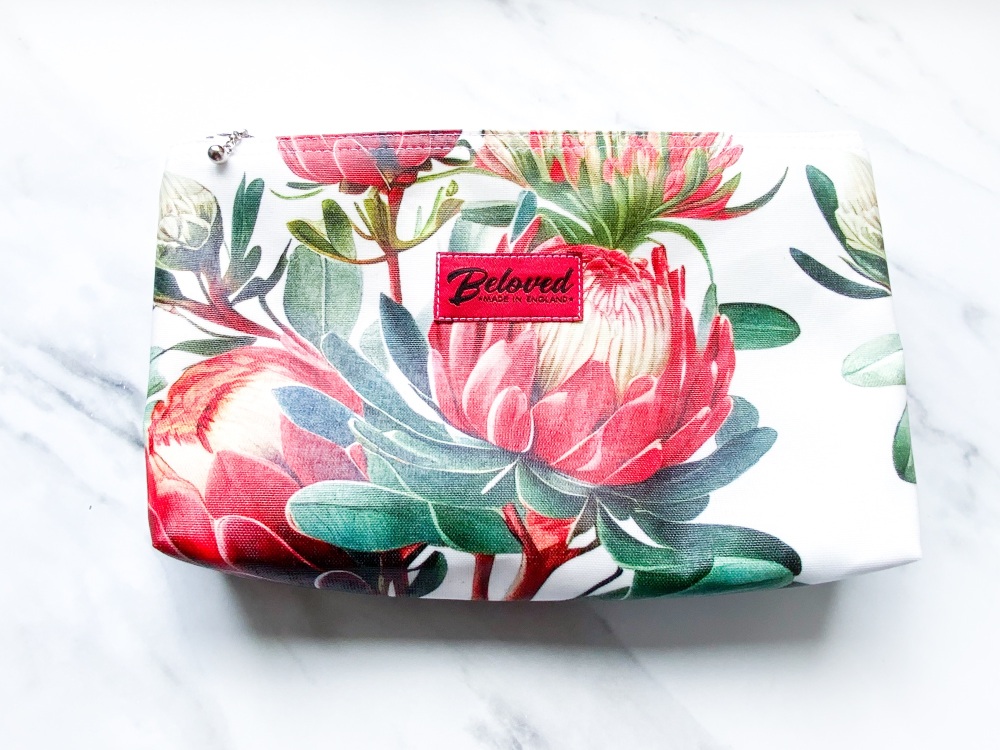 Bold orange/rust protea medium cosmetic bag
