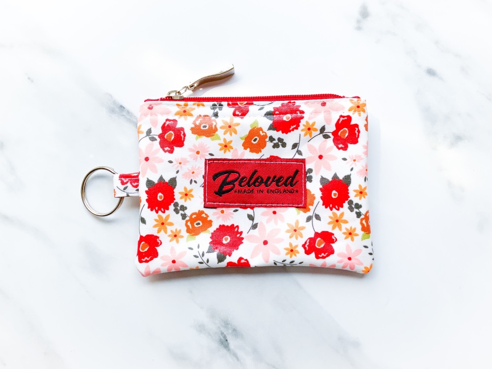 Red/pink floral key purse