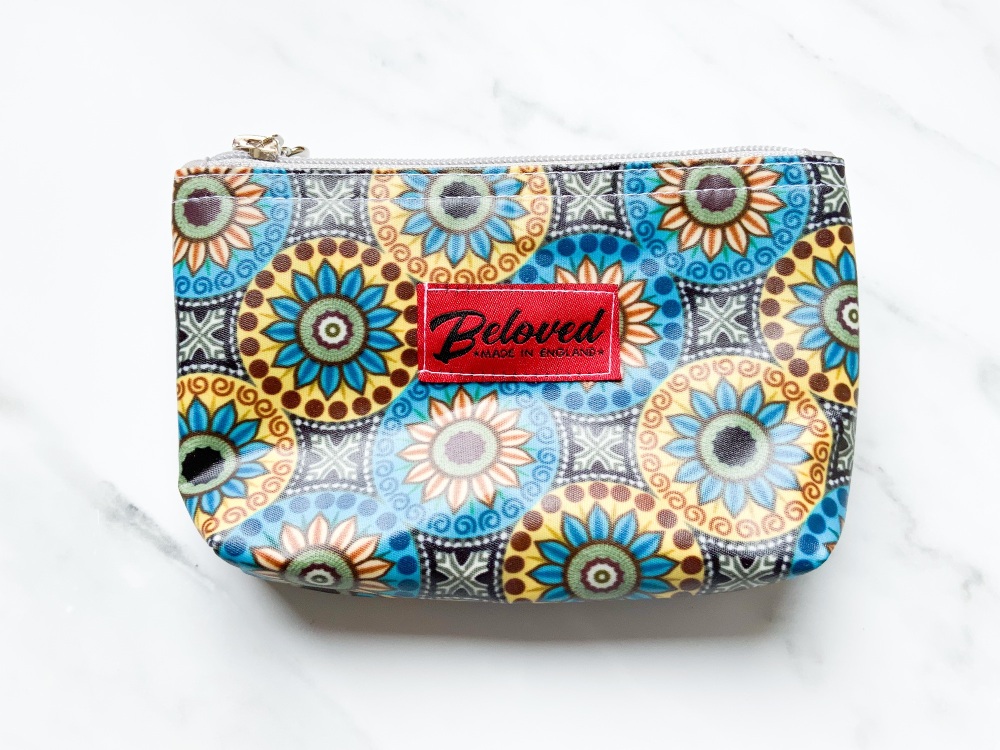 Blue/yellow sunflower small cosmetic bag