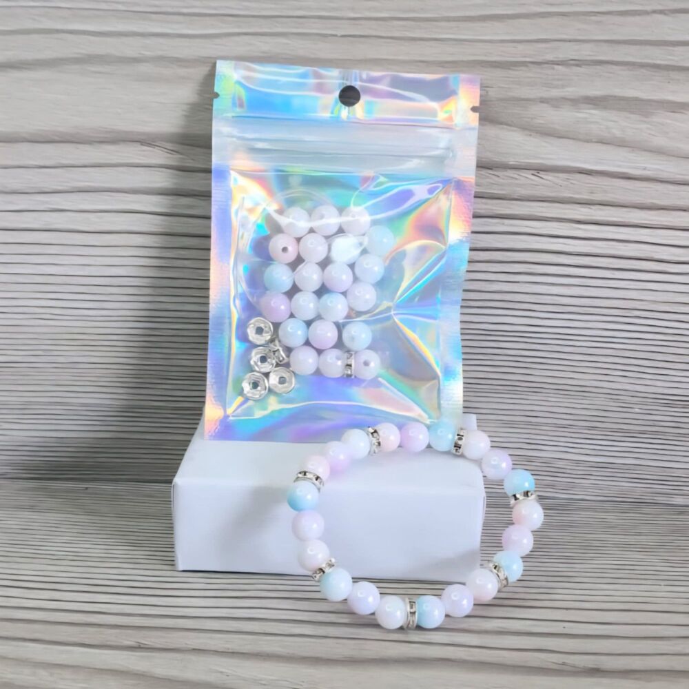 Beaded Kids Bracelet Kit – Pastel Pink, Blue & Lilac
