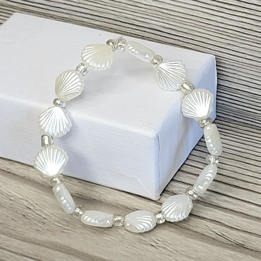 Pearl Colour Shell Beaded Bracelet | Girls Pastel Jewellery Gift