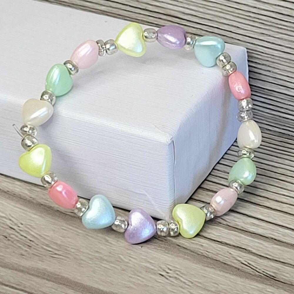 Pastel Heart Beaded Bracelet | Cute Gift for Girls & Party Favours