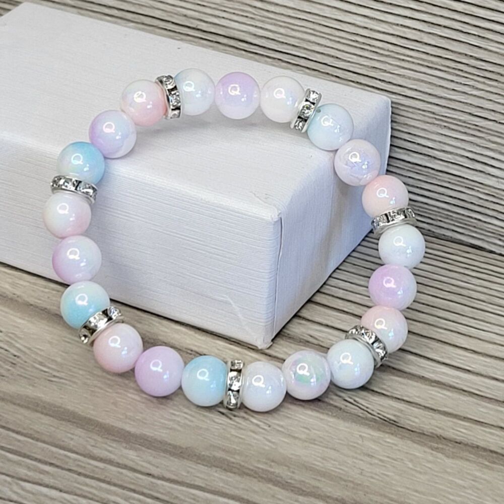 Dreamy Two-Tone Beaded Bracelet – Pink, Lilac & Blue