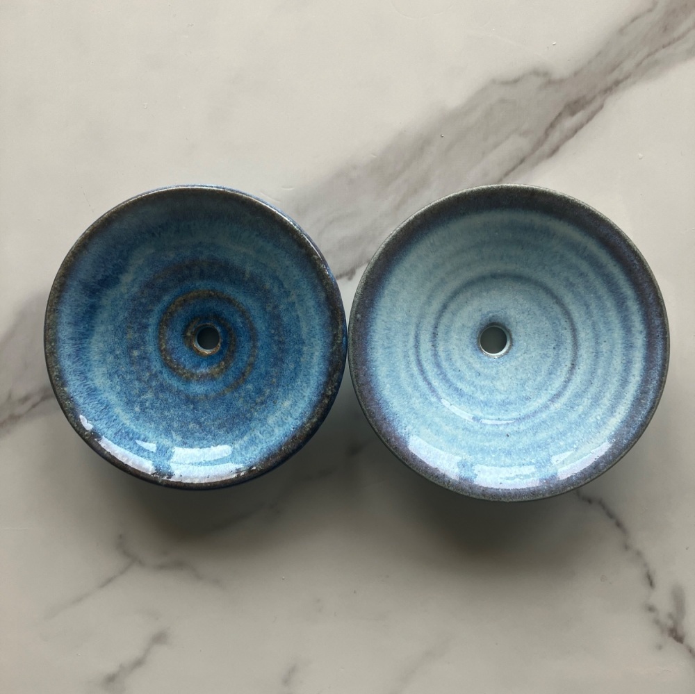 Handcrafted Draining Stoneware Soap Dish -Blue