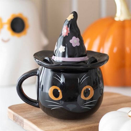 Witch Cat Lidded Mug