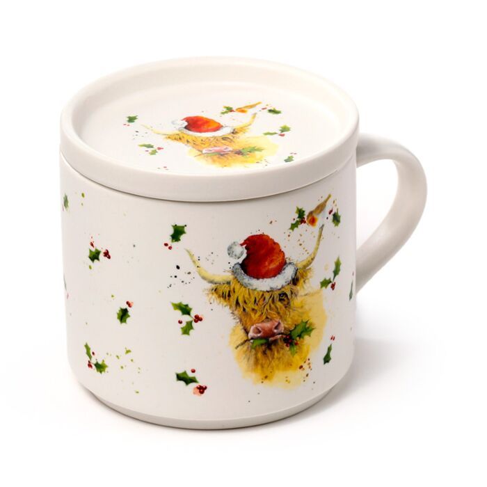 Christmas Highland Coo Mug & Coaster Lid Set