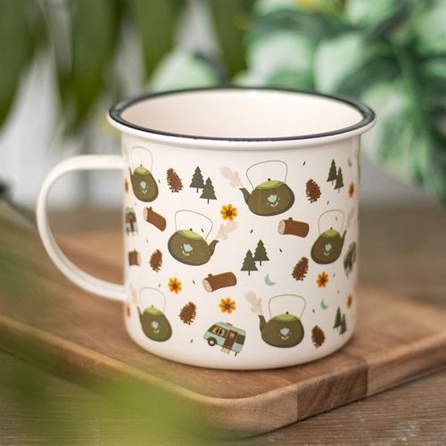 Home on the Road Camping Print Enamel Mug
