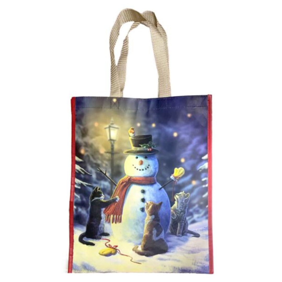 Cats & Snowman Christmas Shopping Bag