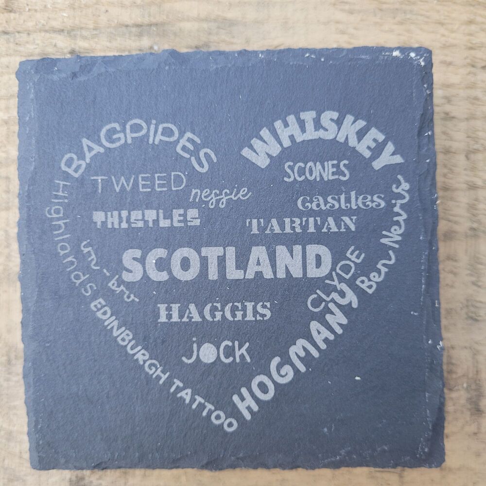 Scotland Heart Slate Coaster