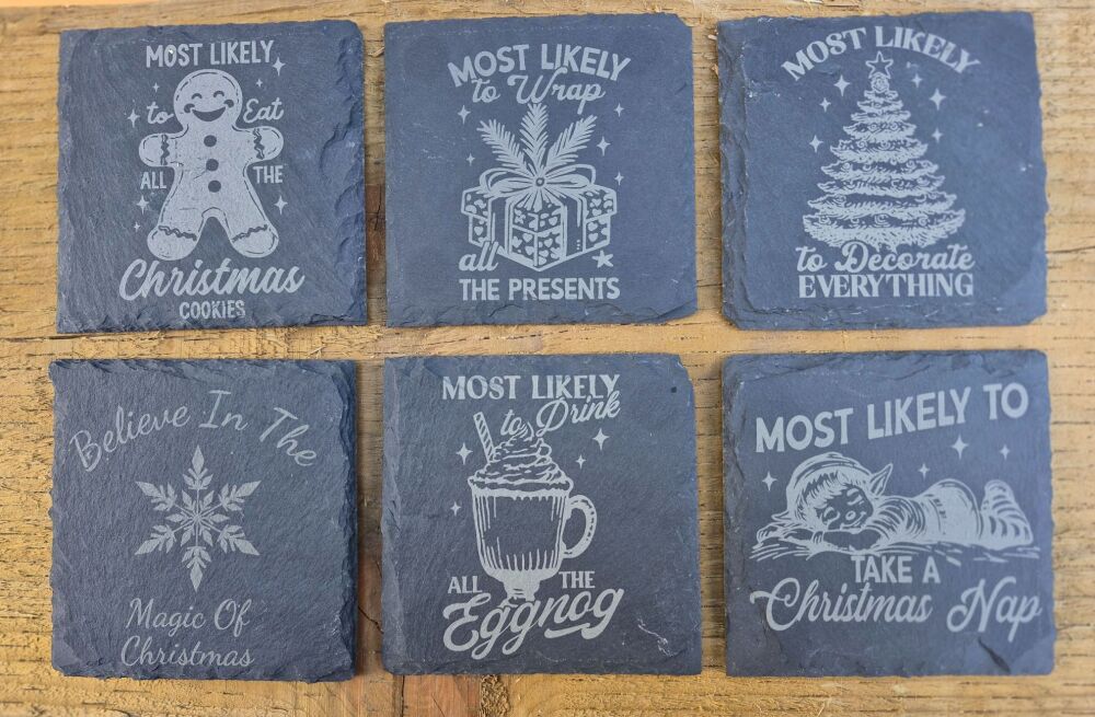 Most Likely To .... Christmas Slate Coasters