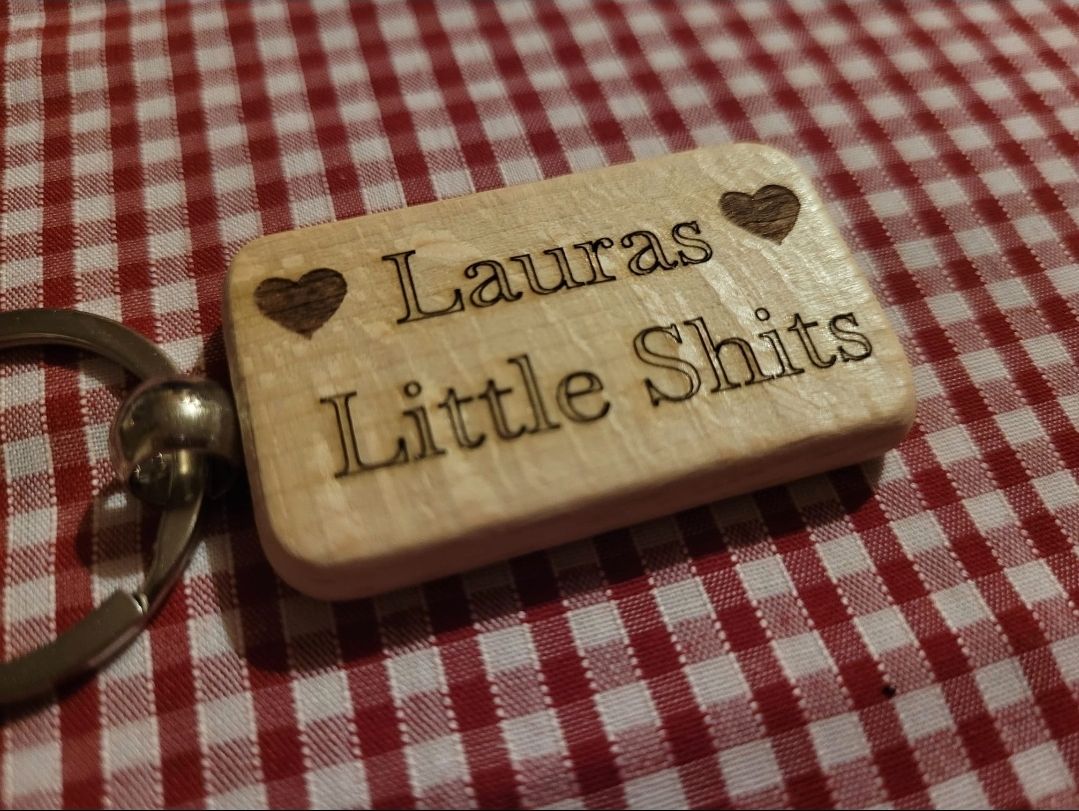 Personalised Little Shits Wooden Keyring