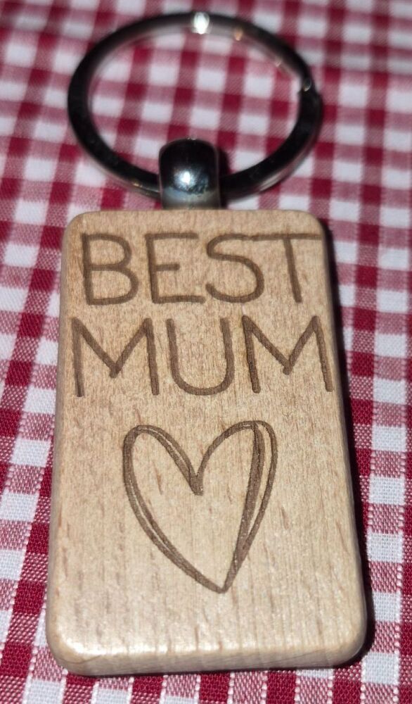 Best Mum Wooden Engraved Key Ring