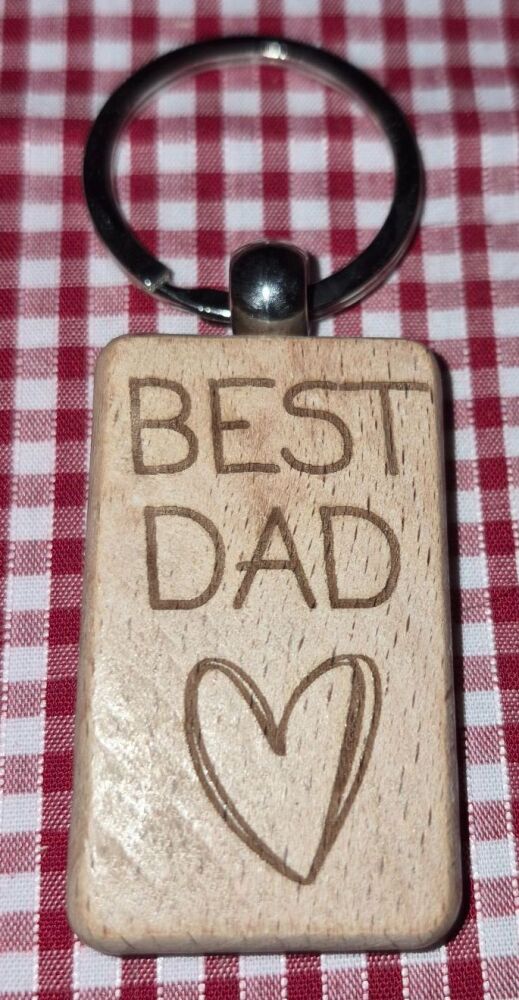 Best Dad Wooden Engraved Key Ring