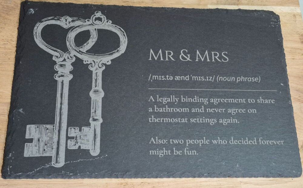 Mr & Mrs Wedding Noun Slate Placemat