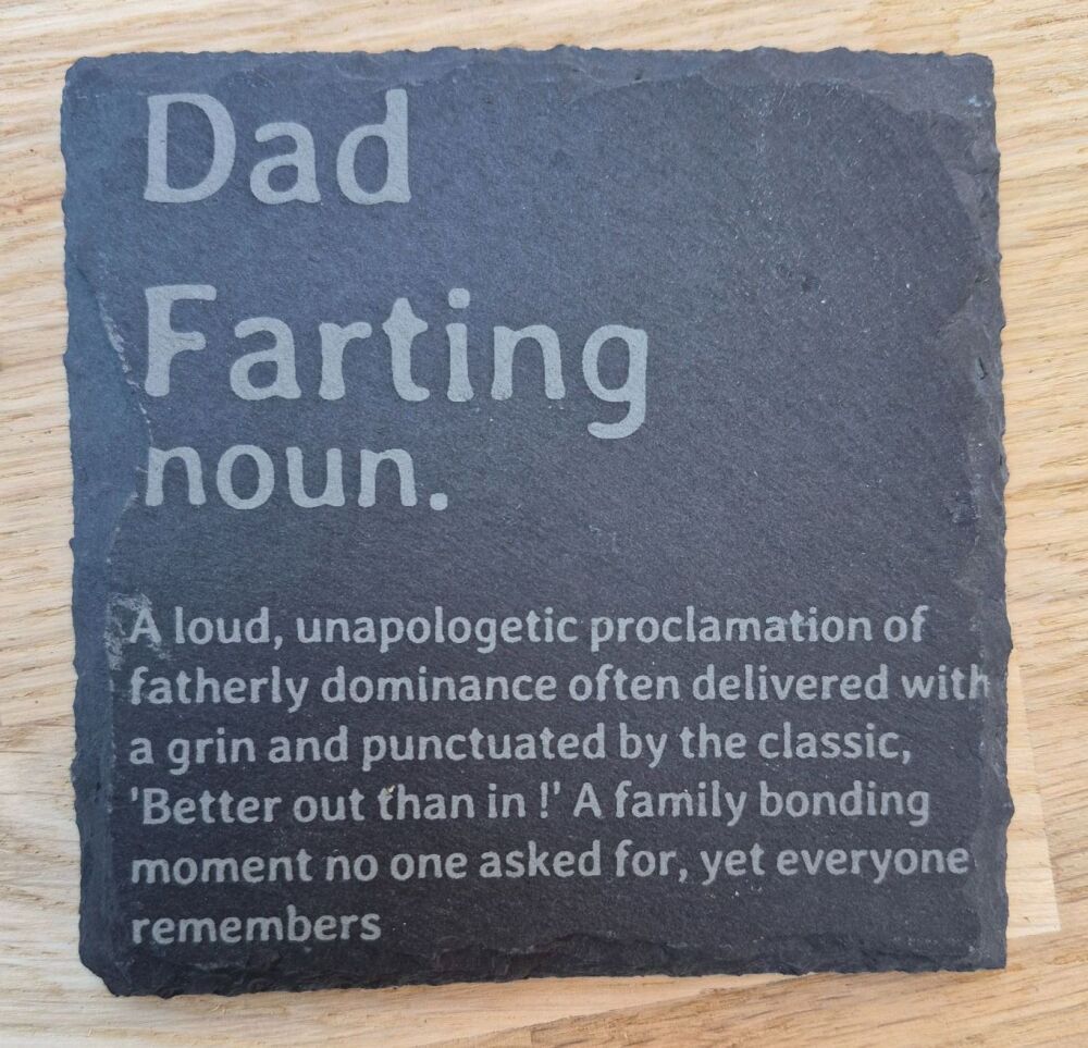 Dad Farting noun Slate Coaster