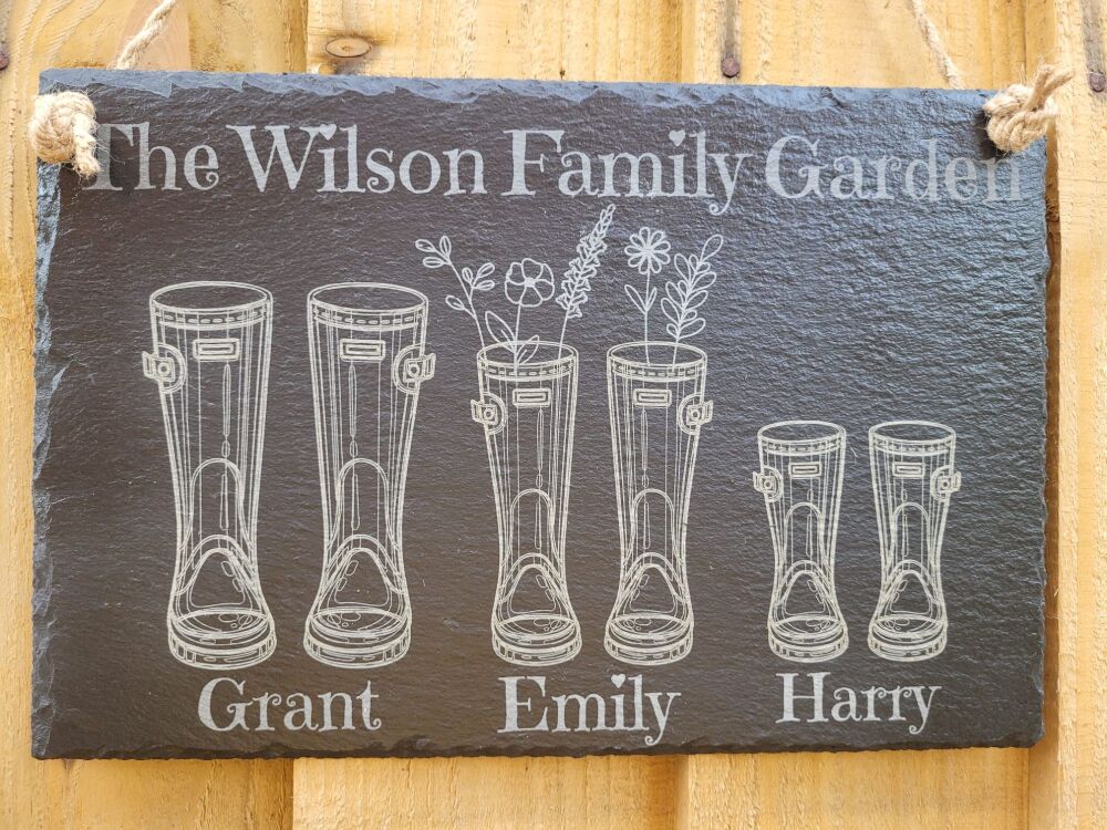 Family Name Garden Slate Sign Personalised