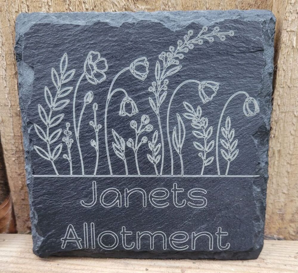 Personalised Allotment Slate Sign / Coaster