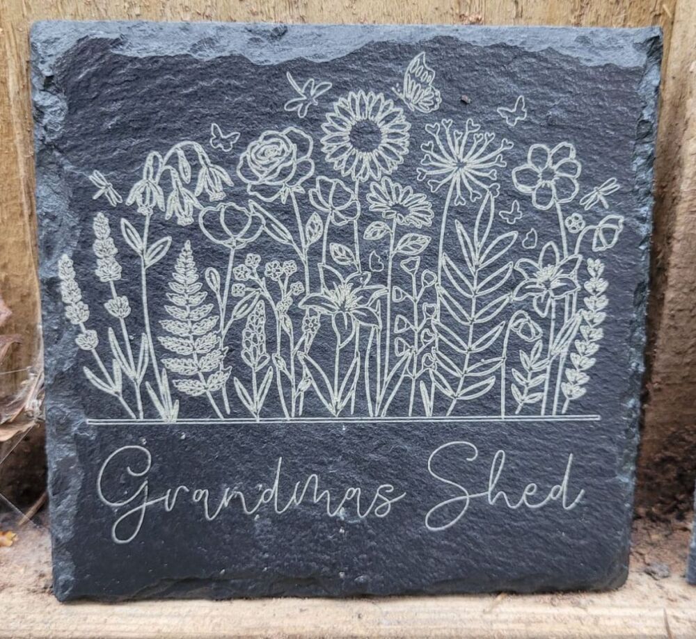 Grandmas / Grandads Shed Personalised Slate Sign or Coaster