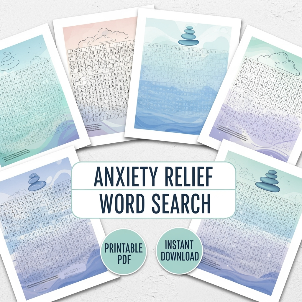 Printable Anxiety Relief Wordsearch - 25 Pages