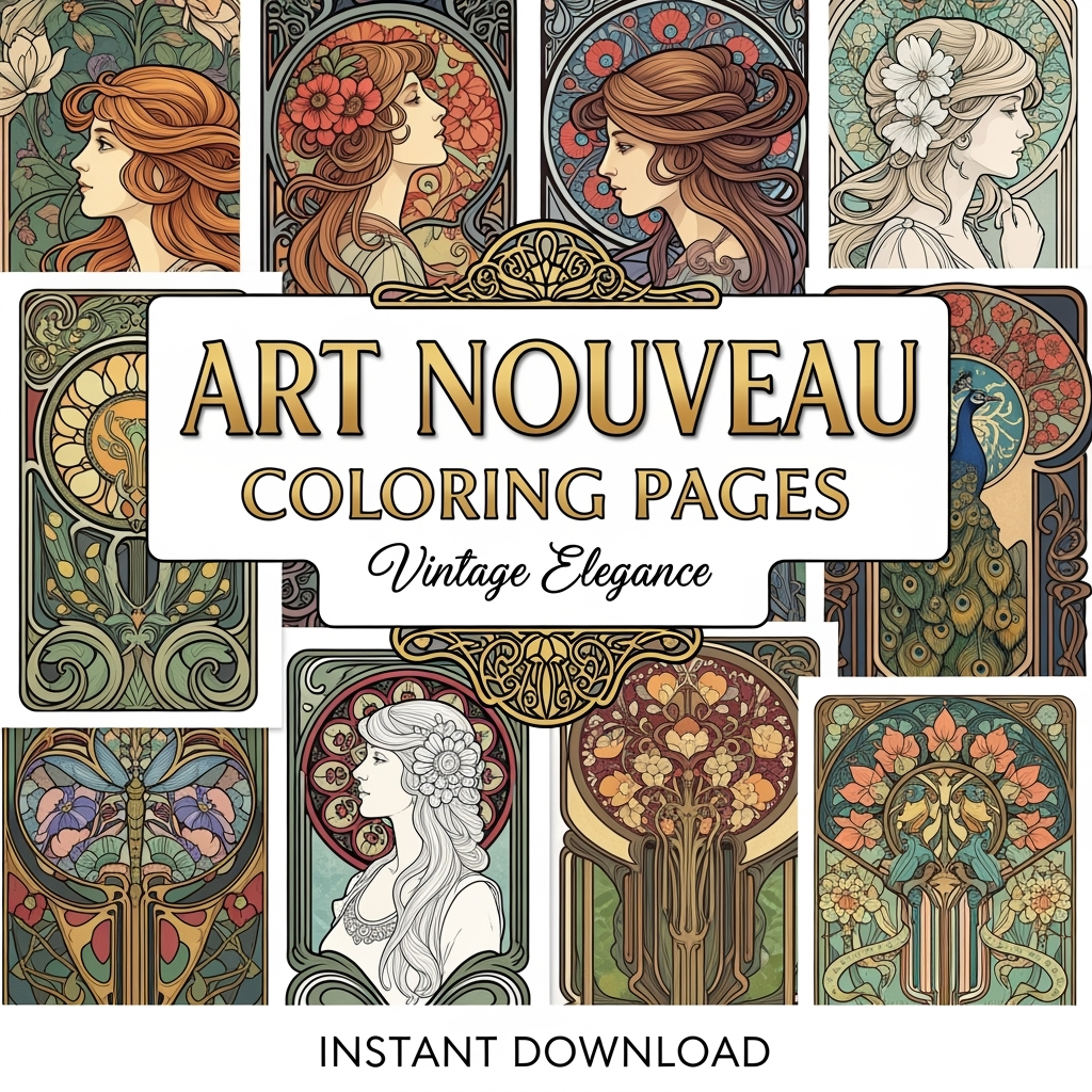 Art Nouveau Patterns Colouring Pages