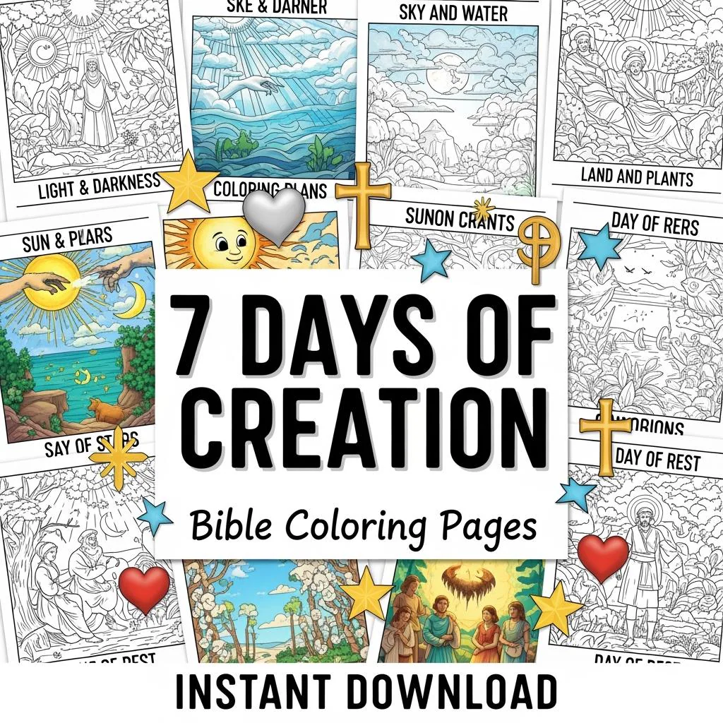 Bible Story Colouring Pages - 7 Days of Creation