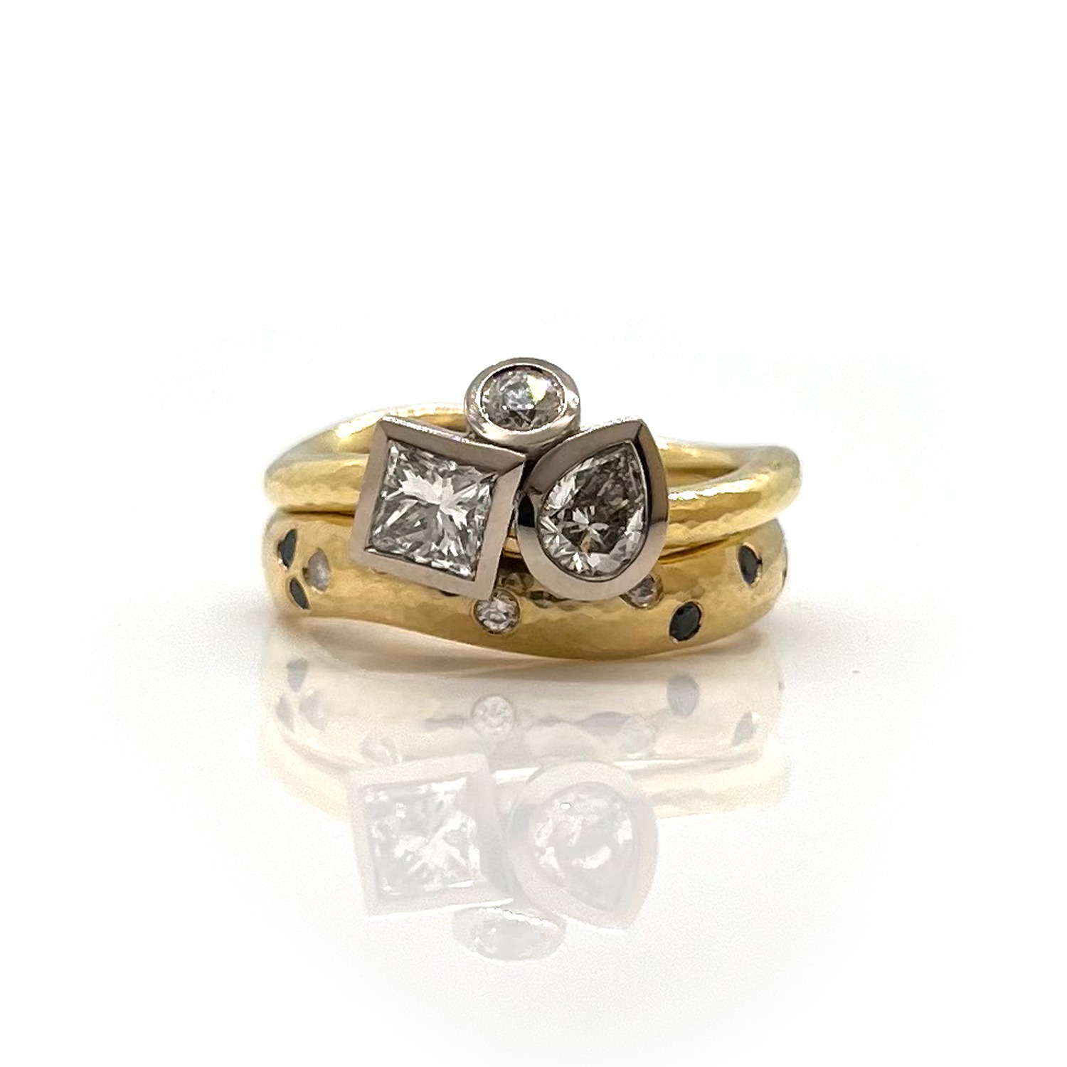 6 Becca Williams 18ct Yellow and White Gold Remodelled Hammered Diamond and
