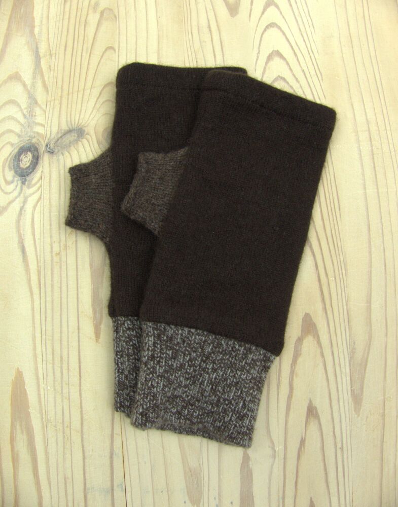 Upcycled Cashmere Gloves In Dark Brown, Tweed Brown And Brown