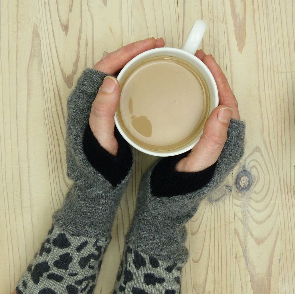 Upcycled Cashmere Gloves In Grey, Leopard Print And Black